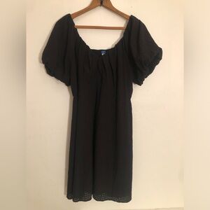 Old Navy Black Eyelet Dress Puff Sleeves Casual Countrycore Bohemian Size Large